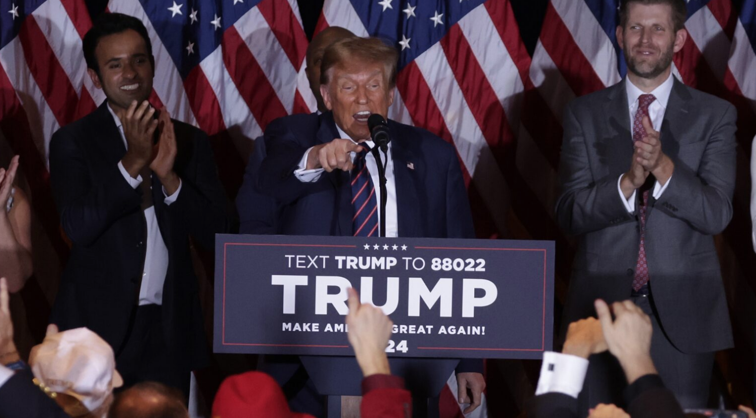 Trump’s New Hampshire victory party features attack on Soros as he girds for rematch with Biden