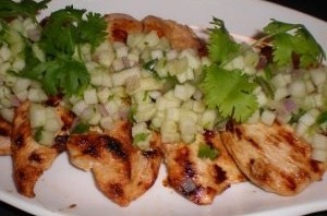 Chicken with apple salsa