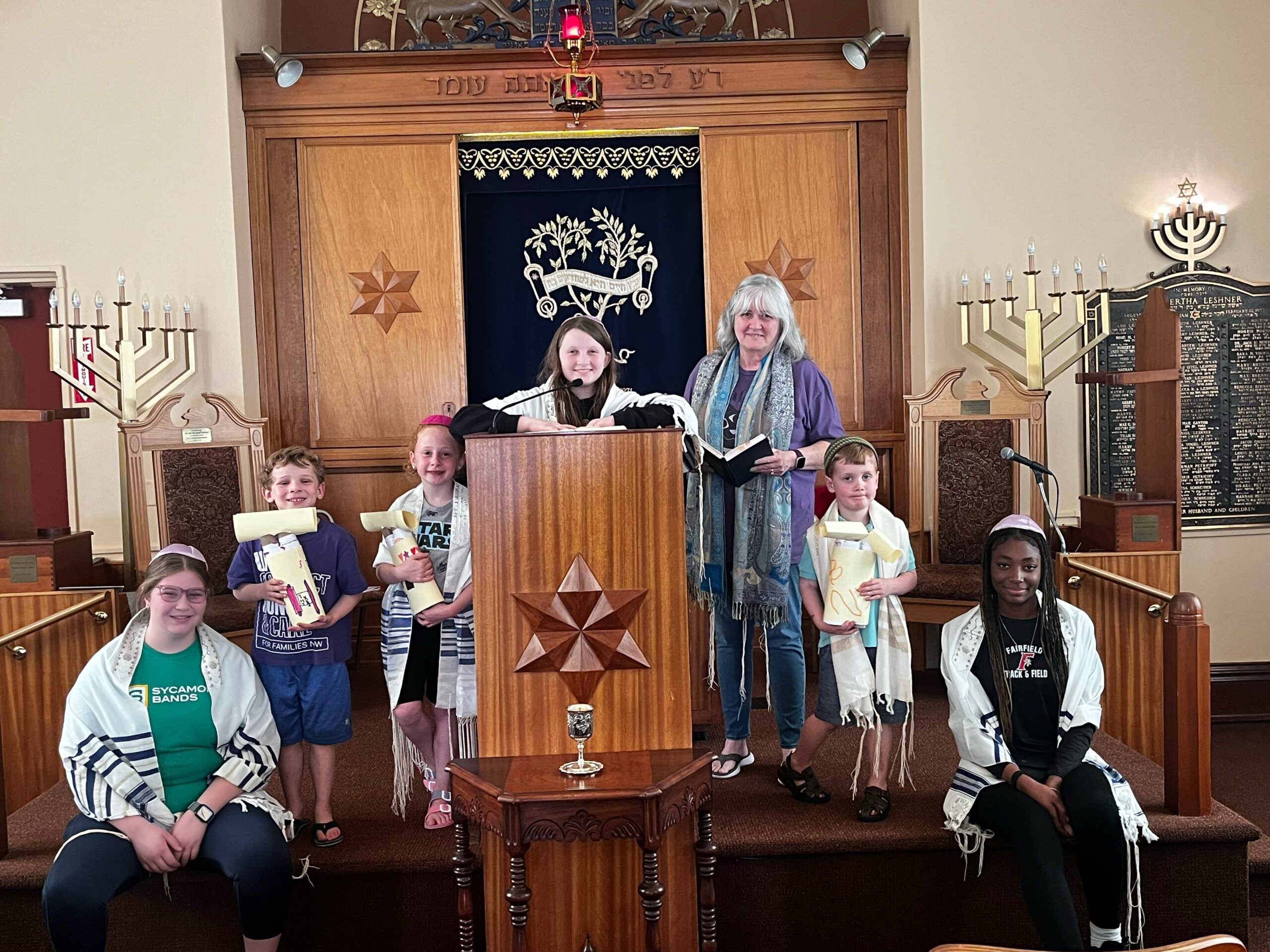 Beth Israel’s preschool class celebrates Yom HaTorah with kids’ pages from The American Israelite  