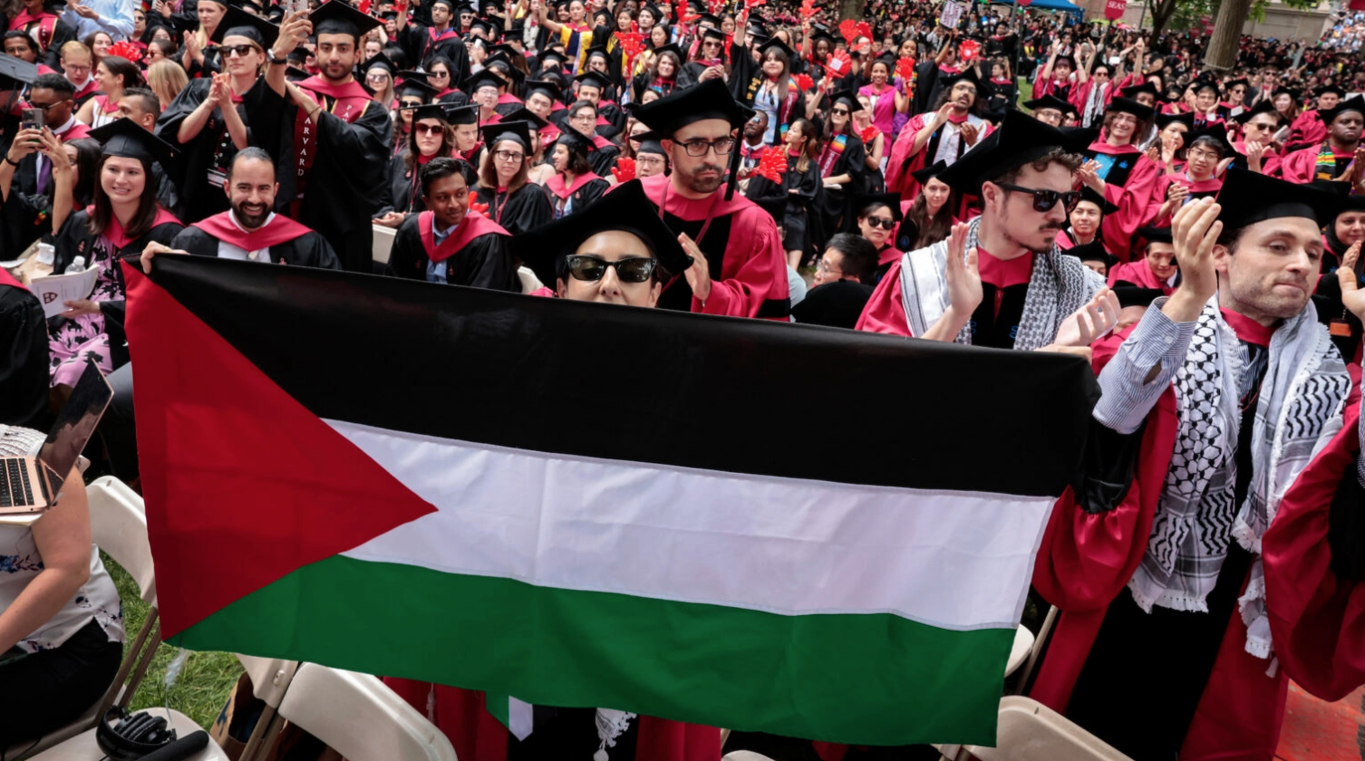 Harvard commencement roiled by student walkouts, confrontation involving Chabad rabbi